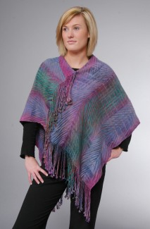 Fringed Poncho - Color: Gemstones